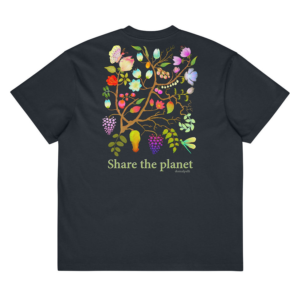 Thumbnail: Men’s box tee - Hand painted & Printed Nature Motifs