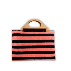 Bolsa de tapeçaria Audace MD Création em preto & rosa coral.