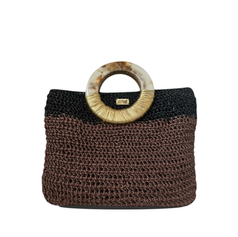 Bolsa feminina Fusion MD Création em crochê preto & marrom café.