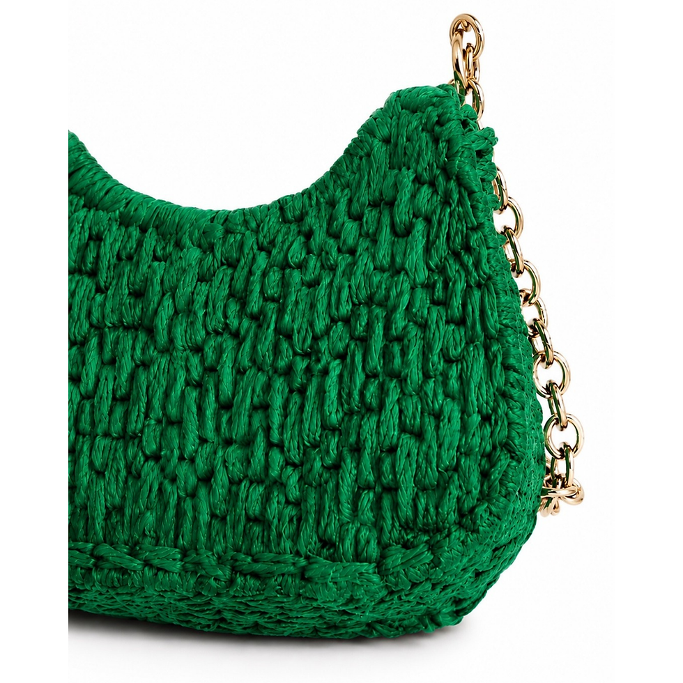 Miniatura: Bolsa de tapeçaria Éclosion verde esmeralda com textura artesanal em destaque.