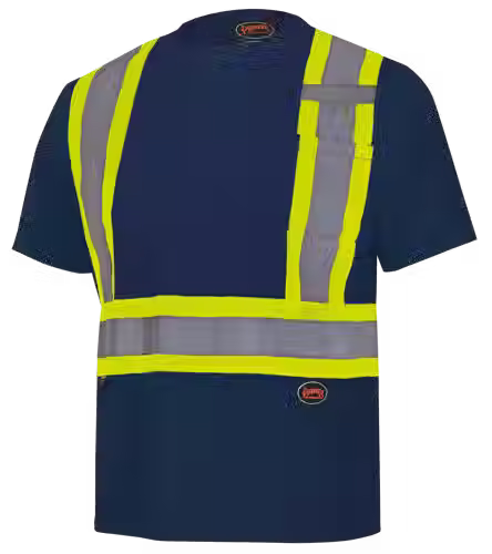 Hi-Vis Bird's Eye Safety T-Shirt - Navy Blue