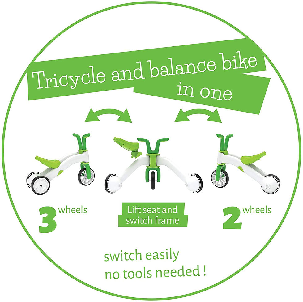 green infographic showing the 3 stages of tricycle balance ike