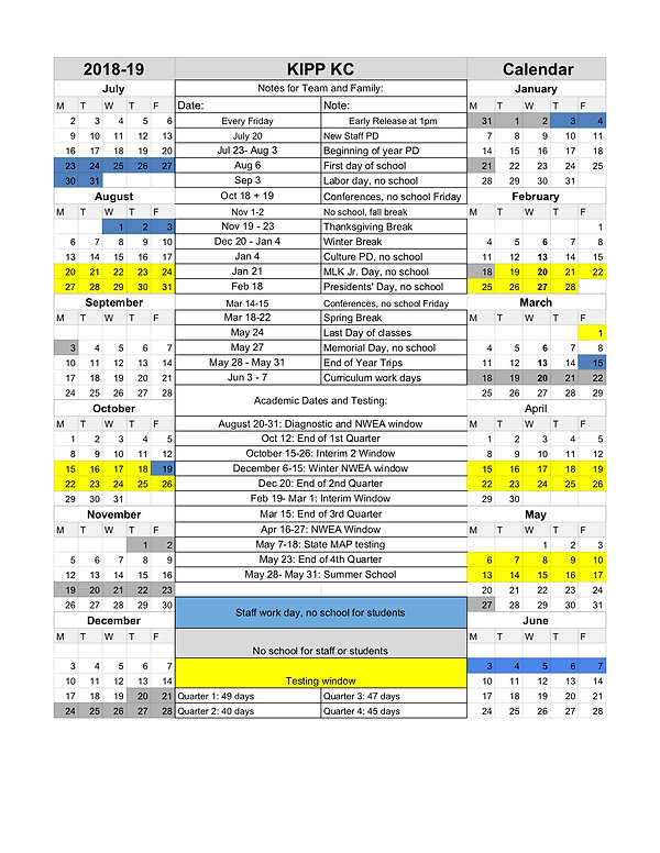 KIPP KC Calendar KIPP KC Calendar