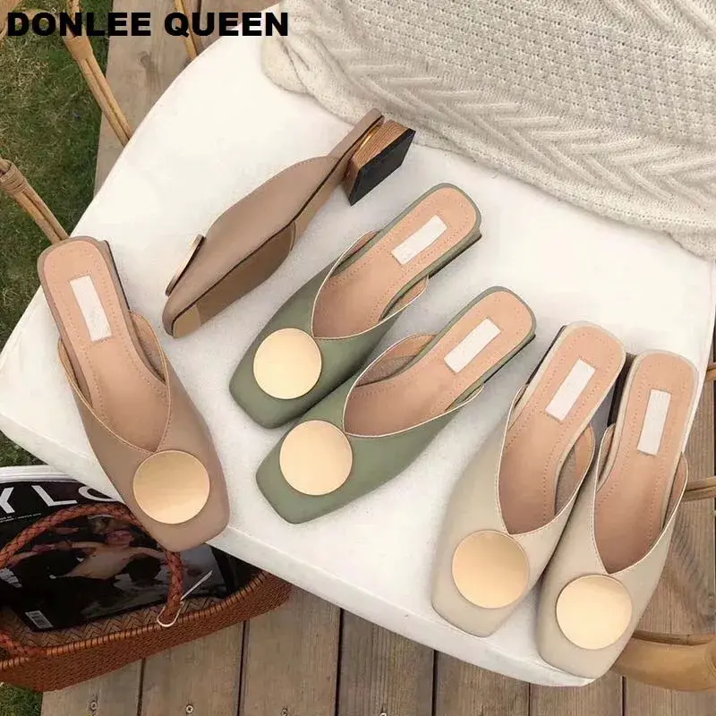 2025 Brand Designer Women Slippers Slip on Mules Flat Heel Casual Shoes British