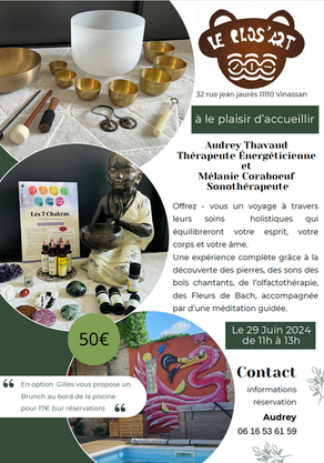 Atelier sonothérapie et méditation au Clos' Art au son des bols tibétain