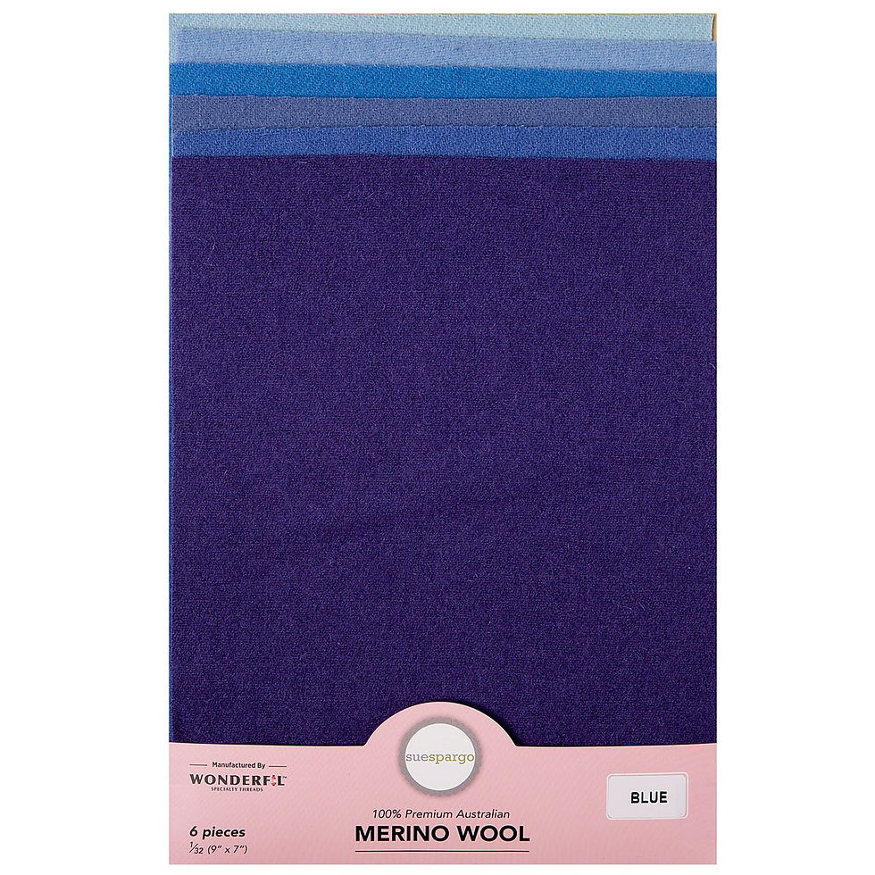 Sue Spargo Blue Merino Wool Pack 1/32 Felted Wool