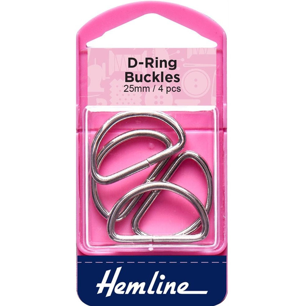 Hemline Metal 25mm D Rings Nickle