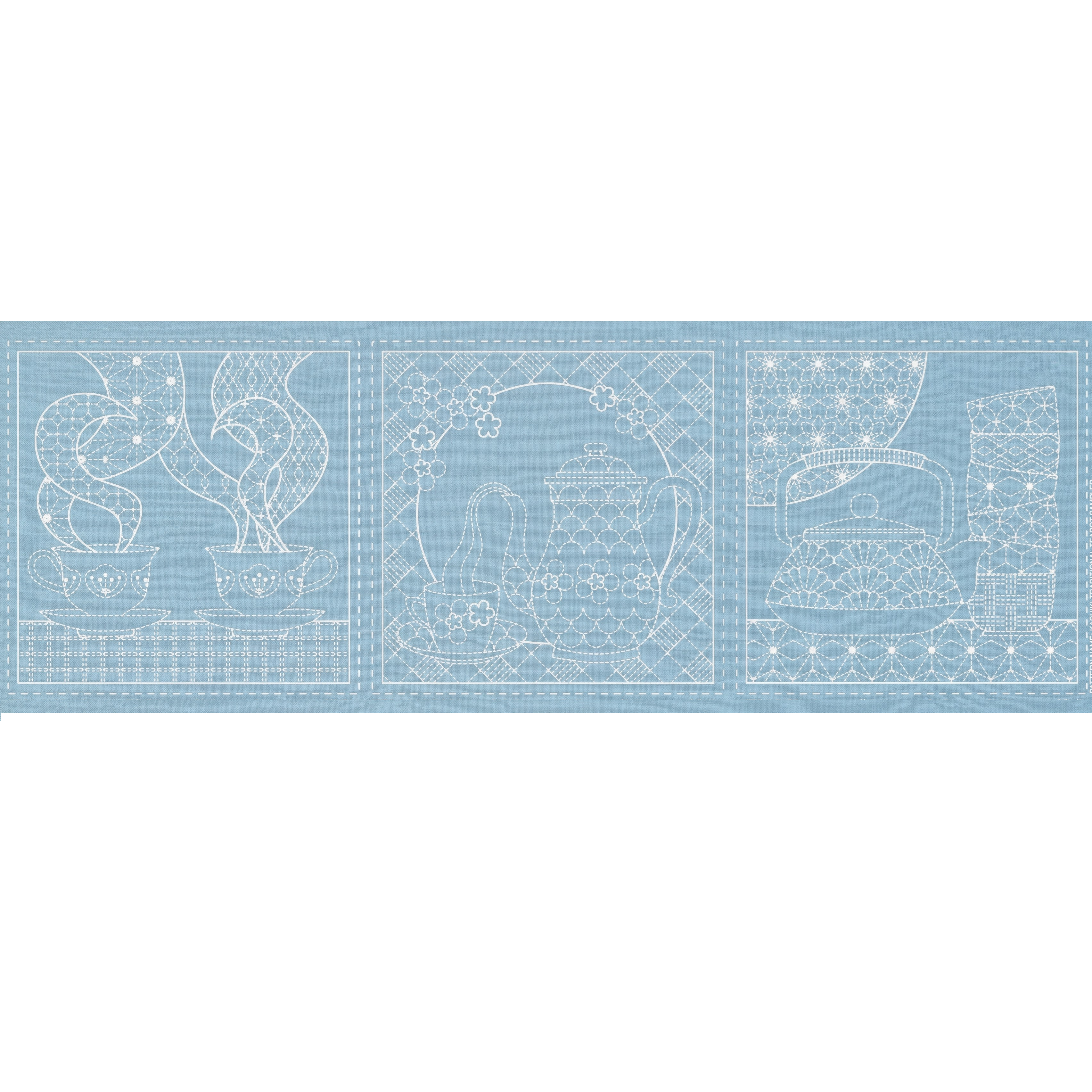 Sashiko Tea Time Pre-Printed Panel Blue Lagoon DV4267
