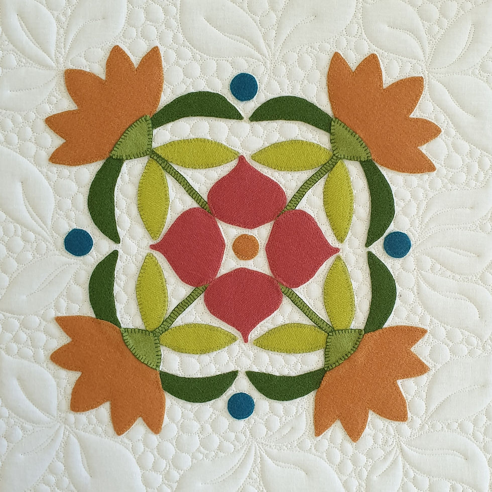Thumbnail: Wool Flower Garden Applique quilt kit with wool felt applique