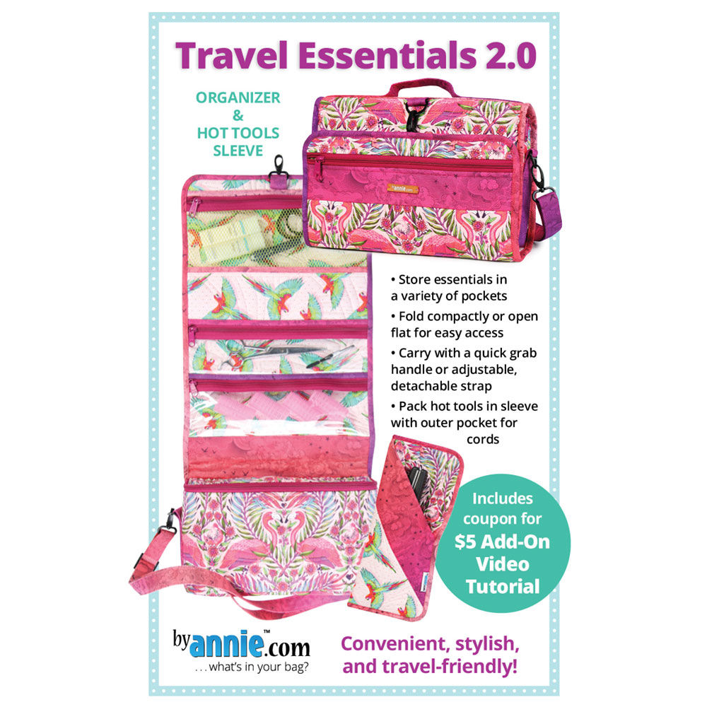 Travel Essentials 2.0 Bag Pattern - By Annie front