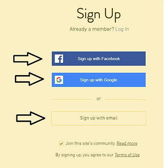 sign up to website