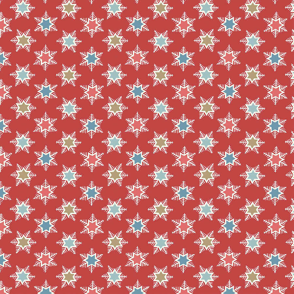 A Woodland Christmas Forest Star on Red Fabric