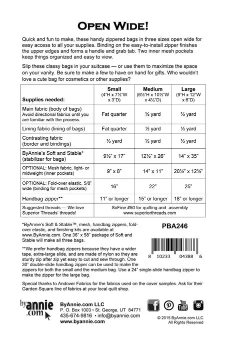 Thumbnail: Open Wide By Annie Pattern