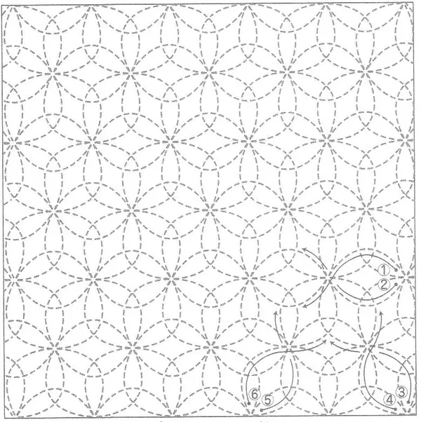 Sashiko Sampler Pre-Printed Panel Navy Mitsuba 212