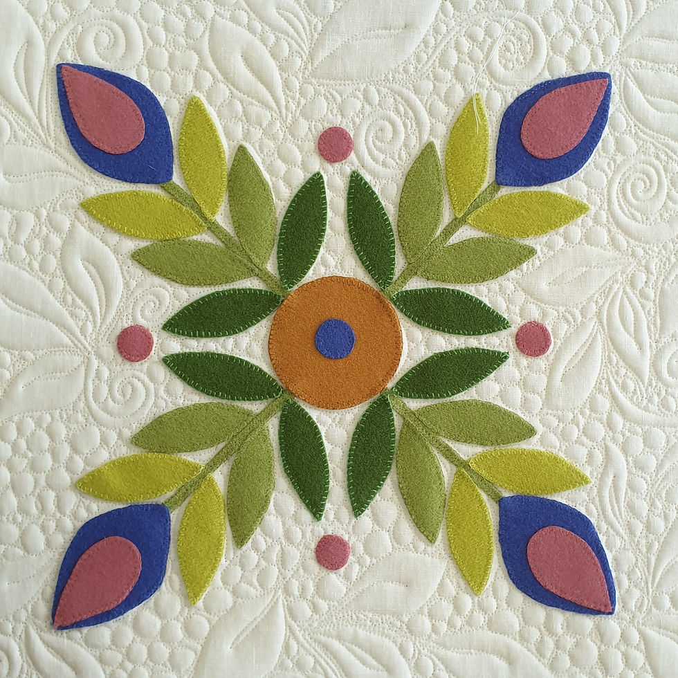 Thumbnail: Wool Flower Garden Applique quilt kit with wool felt applique