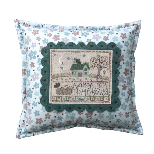 Thumbnail: Autumn Cushion Stitchery Pattern by Lynette Anderson Designs blue version