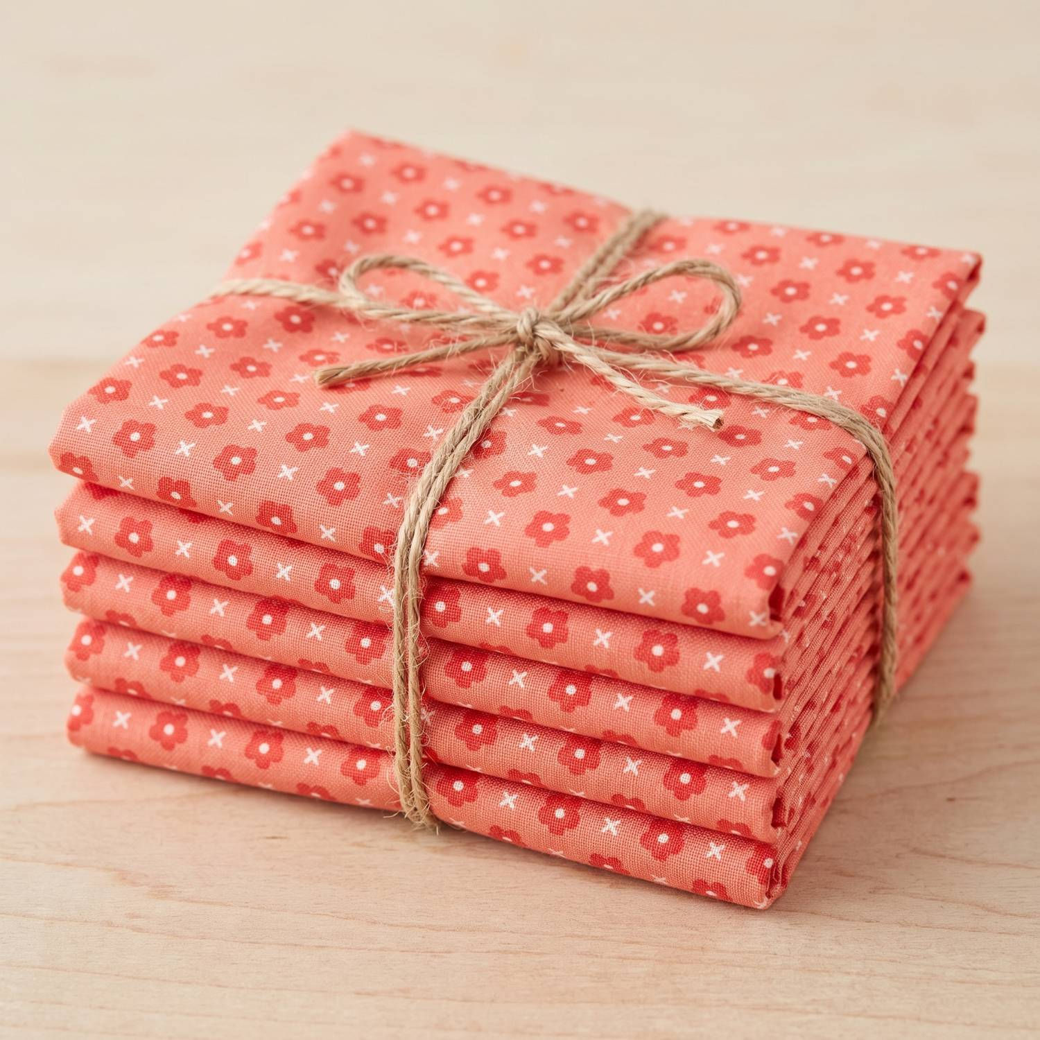 Delightfully Yours Small Floral on Coral Fabric stack