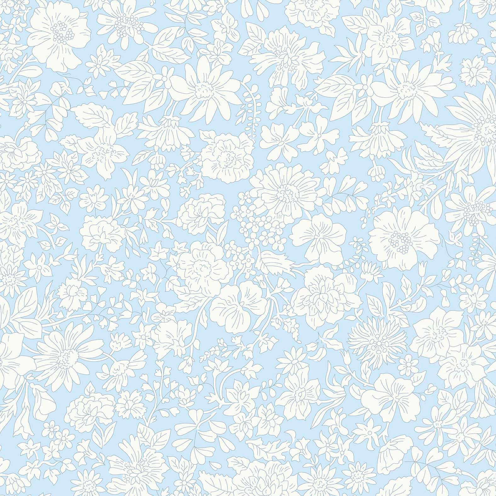 Emily Blossom Pale Sky 108 inch Wide Back Fabric
