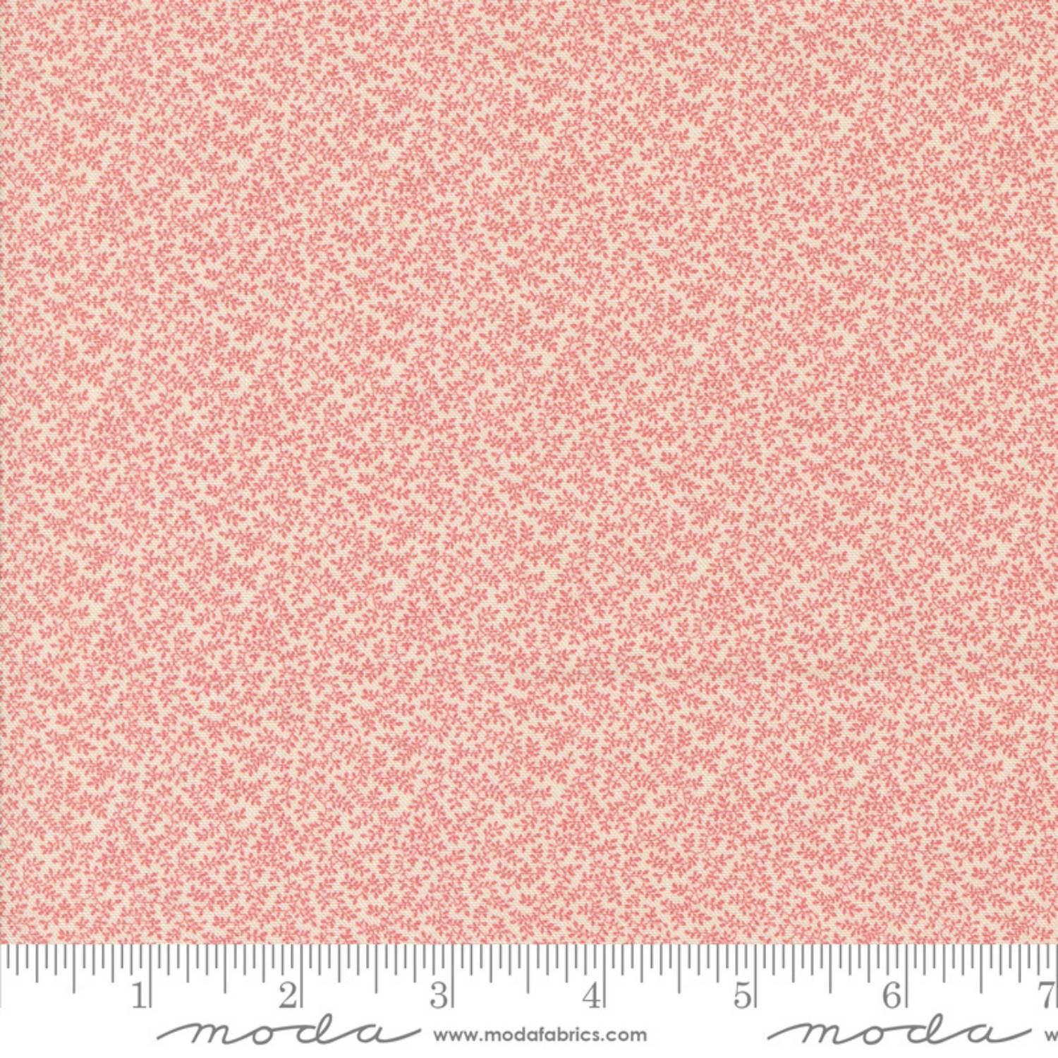 Sally's Stitches Red Sprig on Cream Fabric By Moda Fabrics ruler