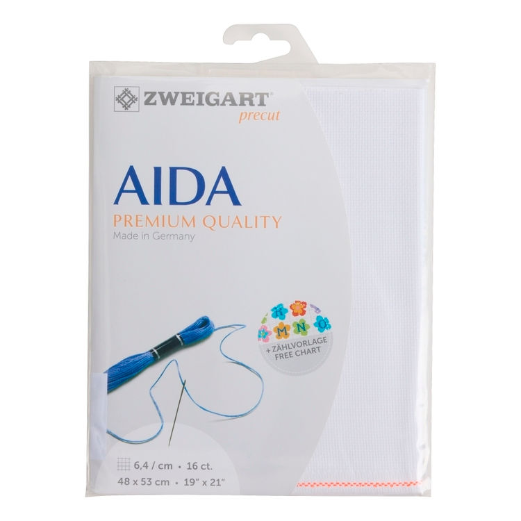Zweigart Precut 16 Count Aida Cloth White (48 x 53cm)