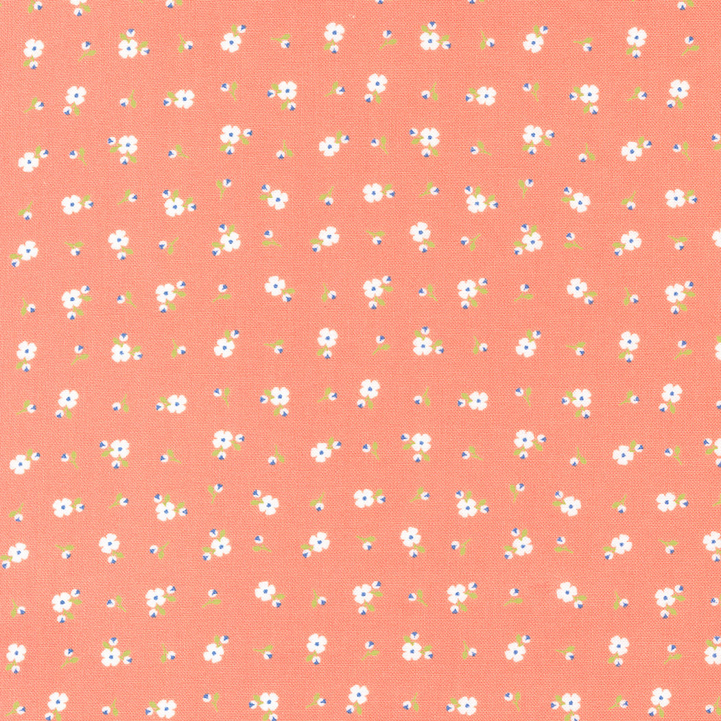 Peachy Keen Calico on Coral Fabric By Moda Fabrics
