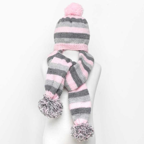 Ava Striped Beanie and Scarf Kit