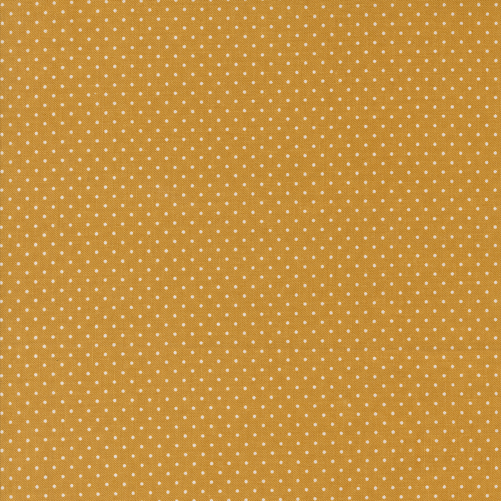 Thumbnail: Sun Drenched Farmhouse White Pin Dots On Golden Fabric By Moda Fabrics