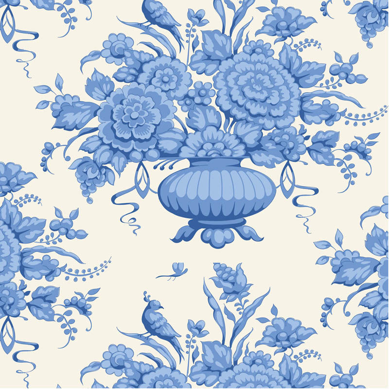 Thumbnail: Tilda Something Blue - Afina Blue Fabric - 100662 zoomed