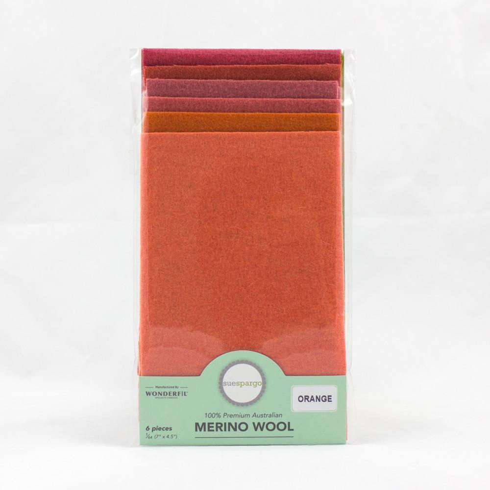 Wonderfil Sue Spargo Orange Merino Wool Pack Felted Wool small