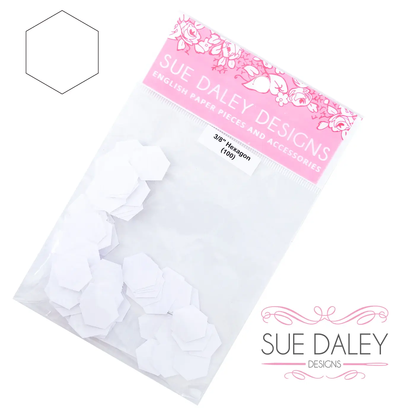 Sue Daley 3/8 inch Hexagon Papers 100 Pk