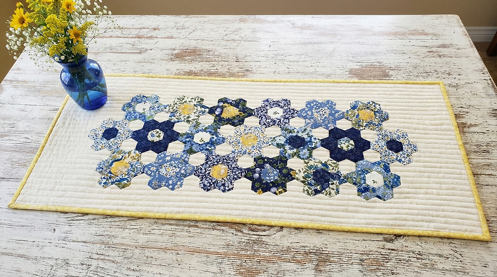 Liberty Orchard Garden Hexagon Flower Runner Pattern