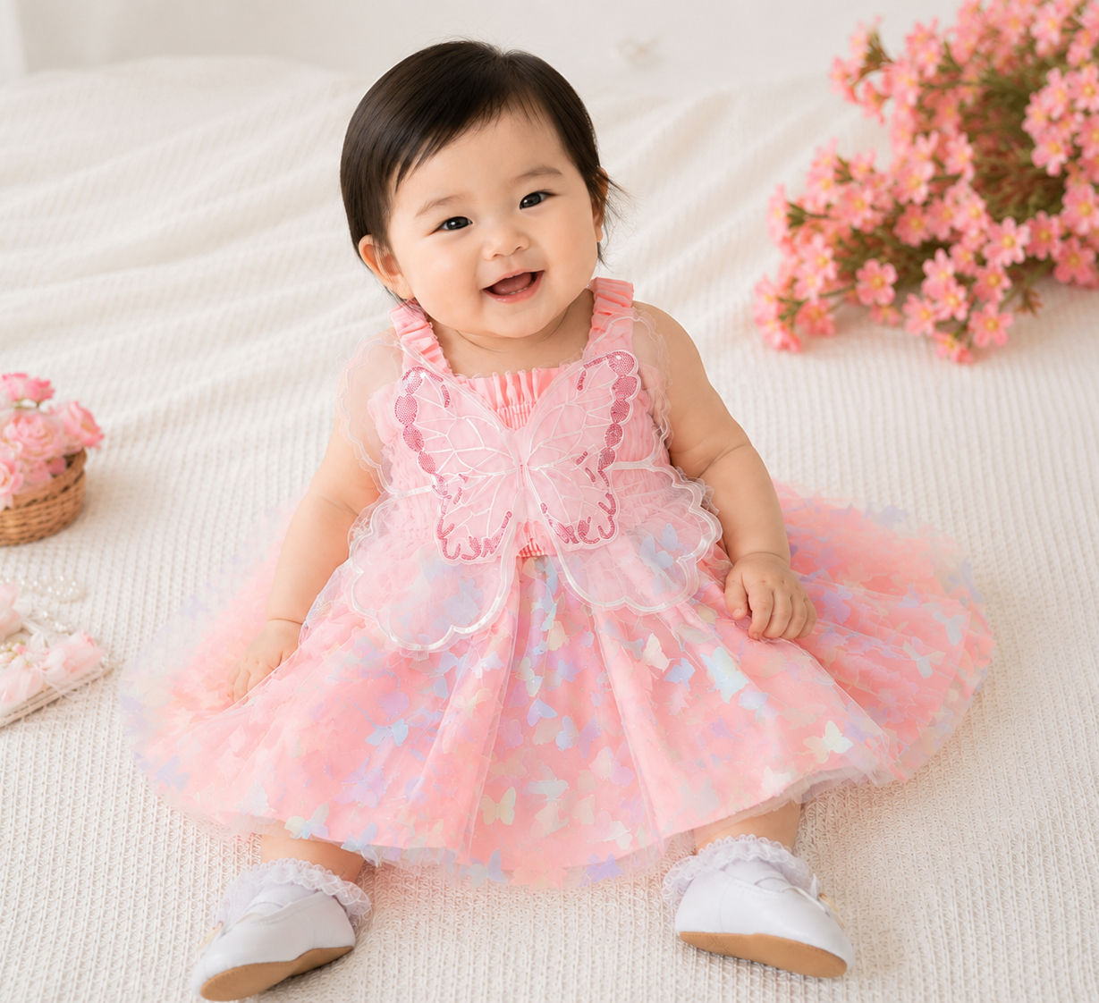 Vestido de bebê Sonhos de Borboleta