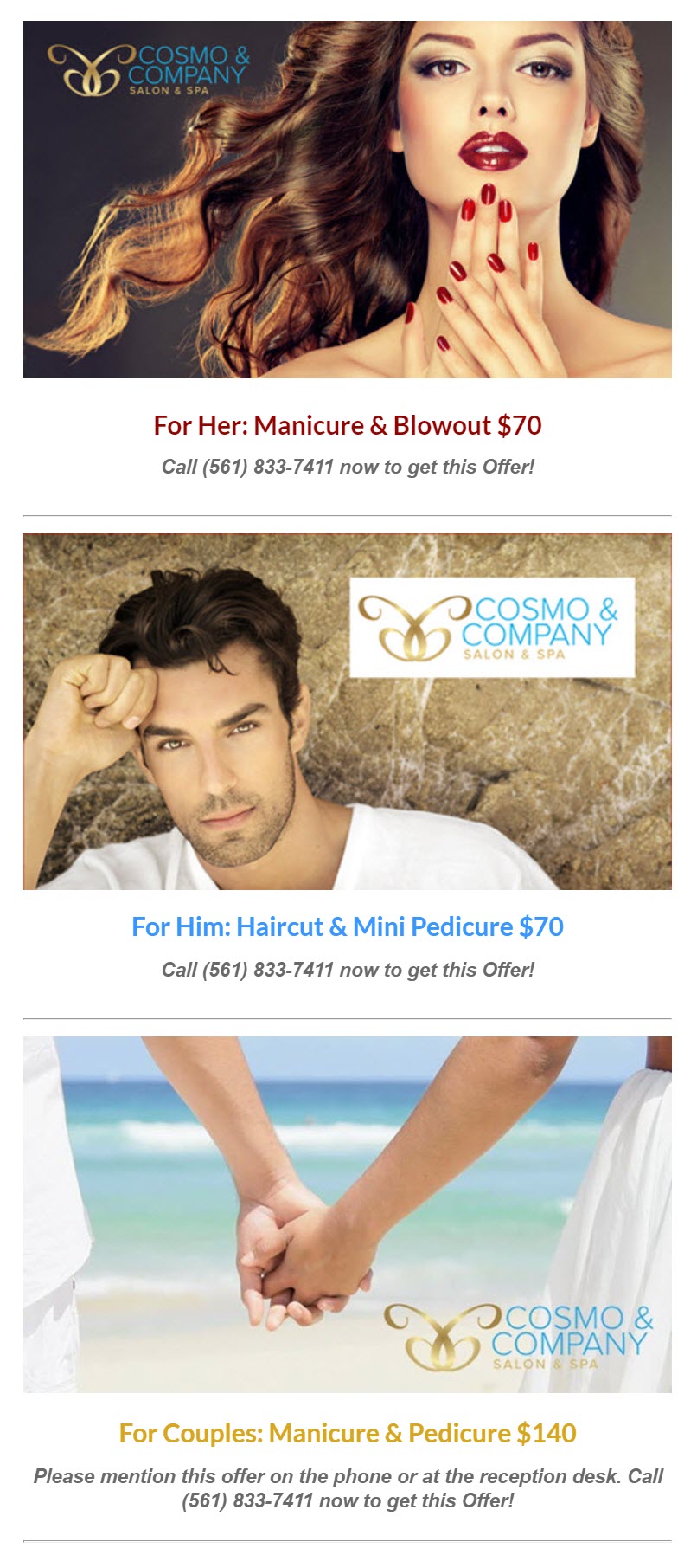 Cosmo & Company Salon and Spa SPECIALS West Palm Beach
