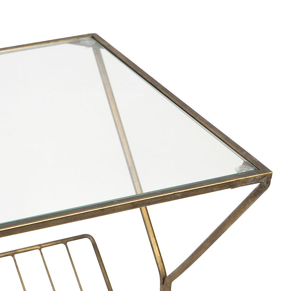 Miniature : Bout de canape en fer doré et verre