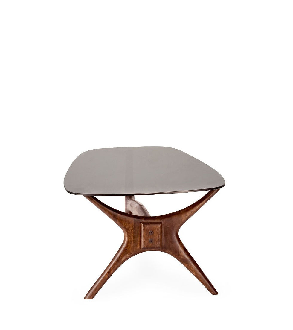 Miniature : TABLE BASSE PLATEAU VERRE ET PIED BOIS