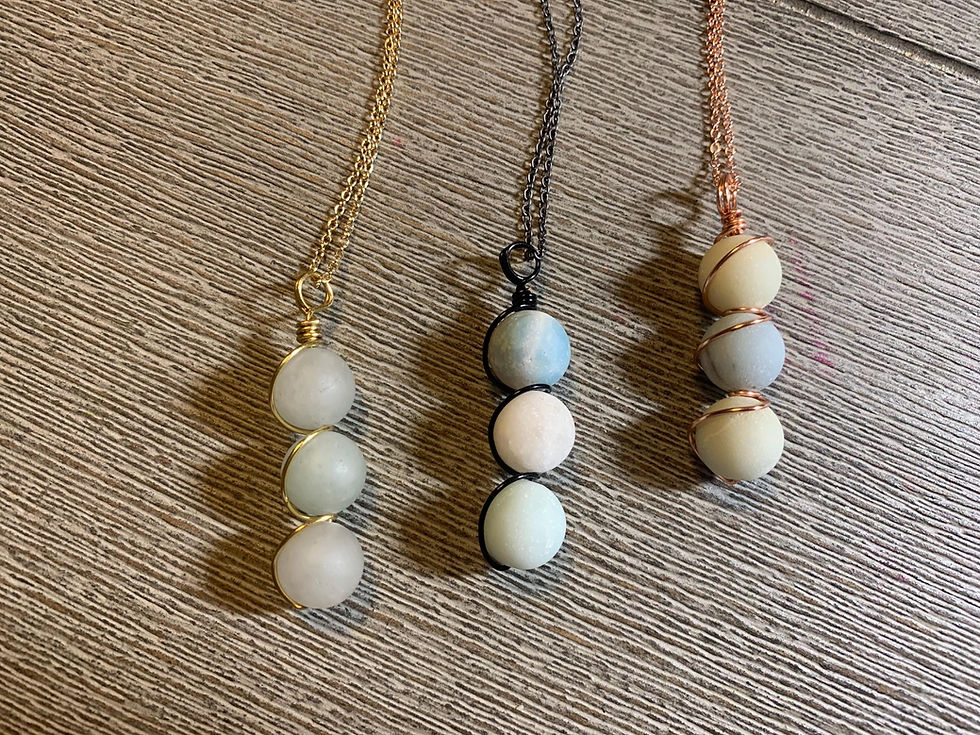 Thumbnail: Amazonite and Wire Wrapped Pendant Necklace, Truth, Communication, Balance