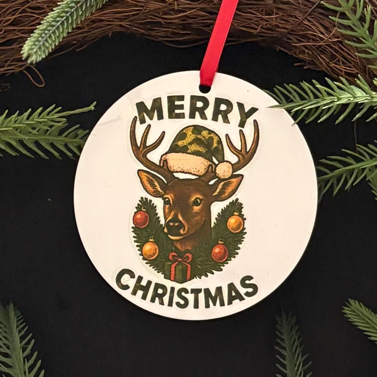 Buck (Deer) Ornament: 4" Diameter Tree Decoration