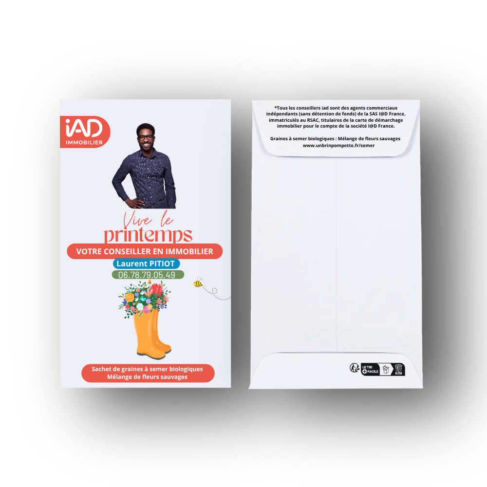 Sachet de graines bio blanc thème iad