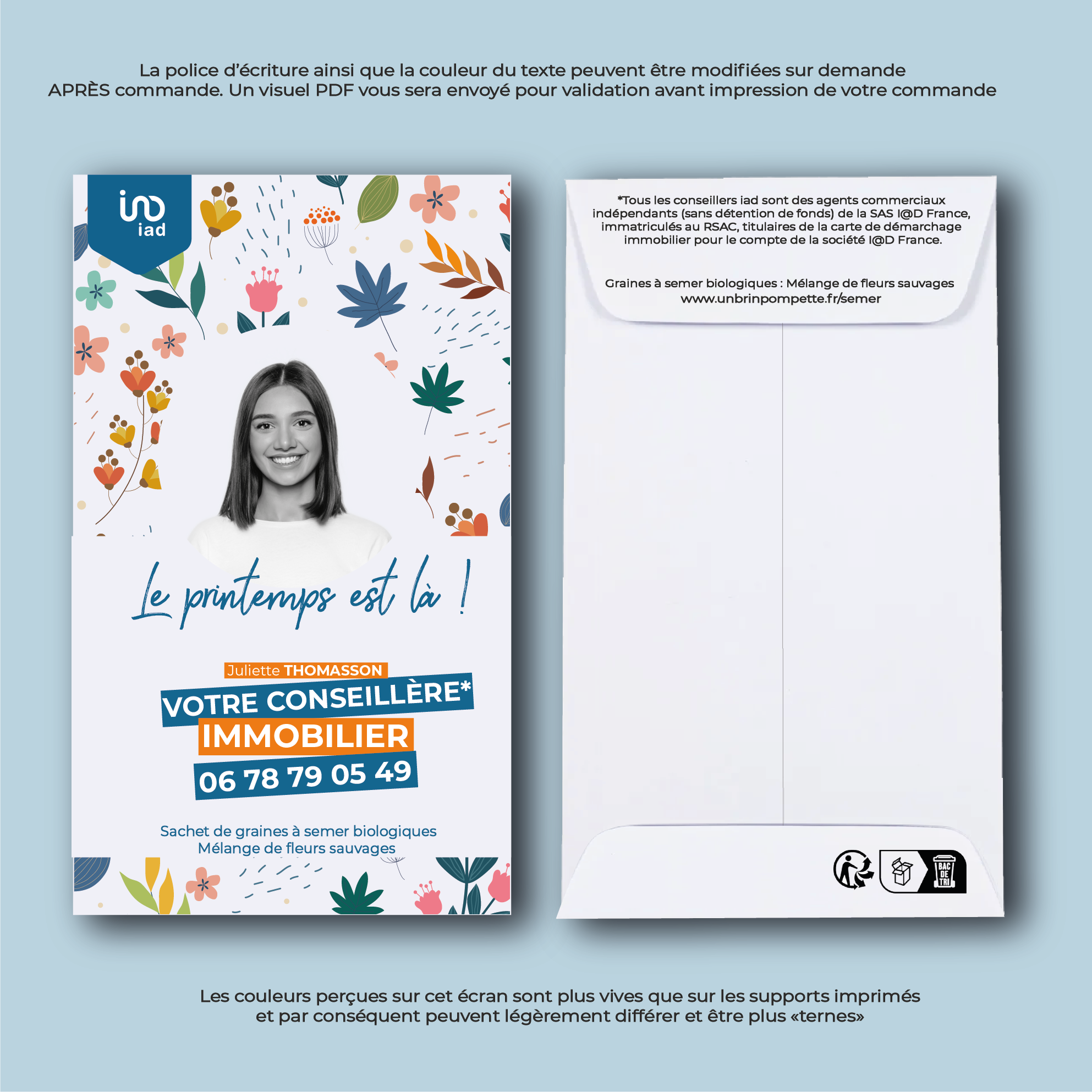 Sachet de graines bio blanc thème iad5