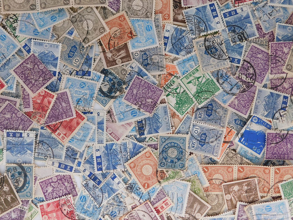 Thumbnail: <100pcs> Old stamp kiku sen 菊 銭 used  OFF paper free ship