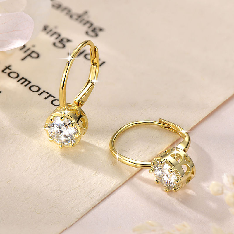 Miniatura: OXTAO Luxury Moissanite Dangle Earrings 14K Gold Filled for Women 6.5mm D Color 