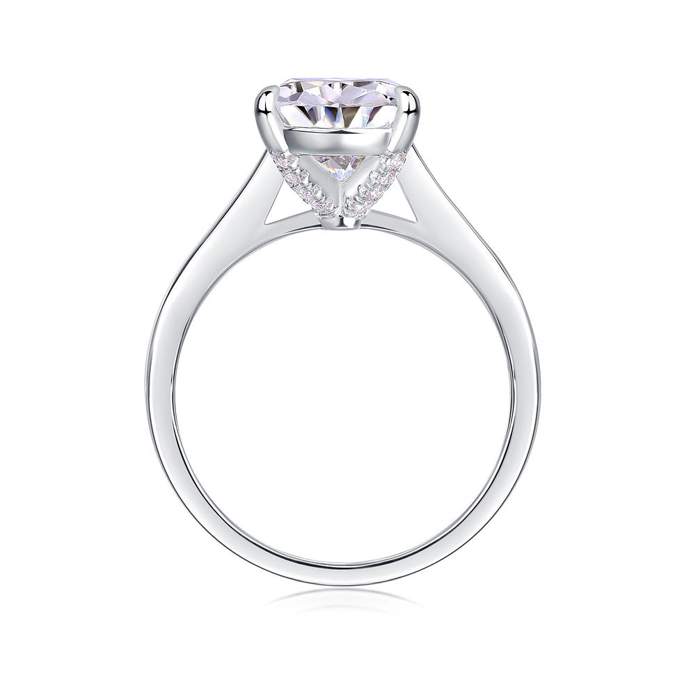 Miniatura: Pear Moissanite Ring, 925 Silver, D Color VVS1, 8x12mm, 3 Prong Engagement, Wome