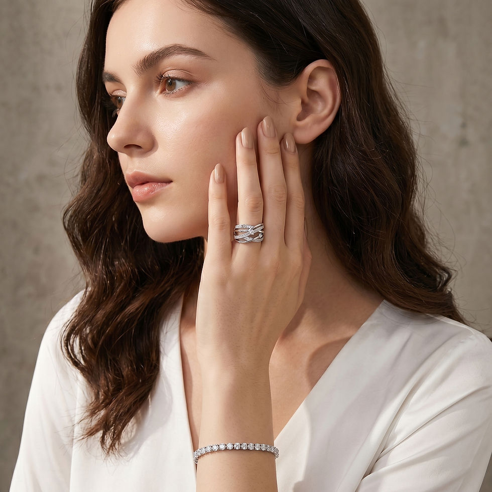 Miniatura: Cross Pave Moissanite Ring, 925 Sterling Silver, D Color VVS1, Heavy Openwork De