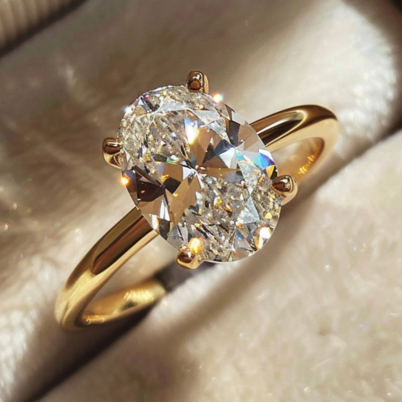 Miniatura: 925 Sterling Silve 1-8CT Zircon Gorgeous Shiny Oval Stone Ring For Women Engagem