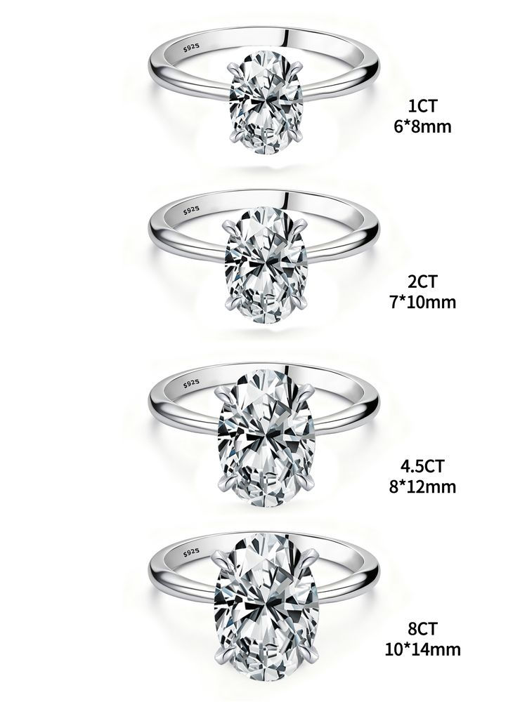 Miniatura: 925 Sterling Silve 1-8CT Zircon Gorgeous Shiny Oval Stone Ring For Women Engagem