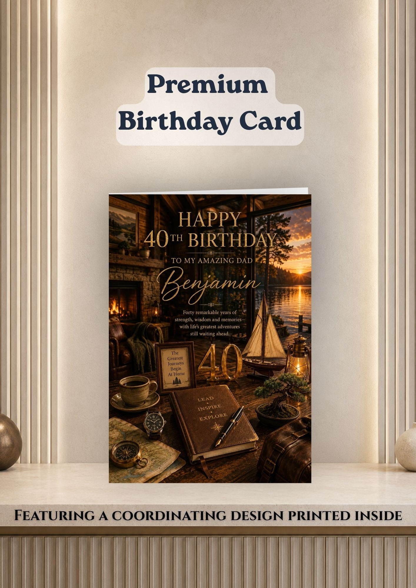 Personalised Dad 40th Birthday Card | Luxury Custom Name Card
