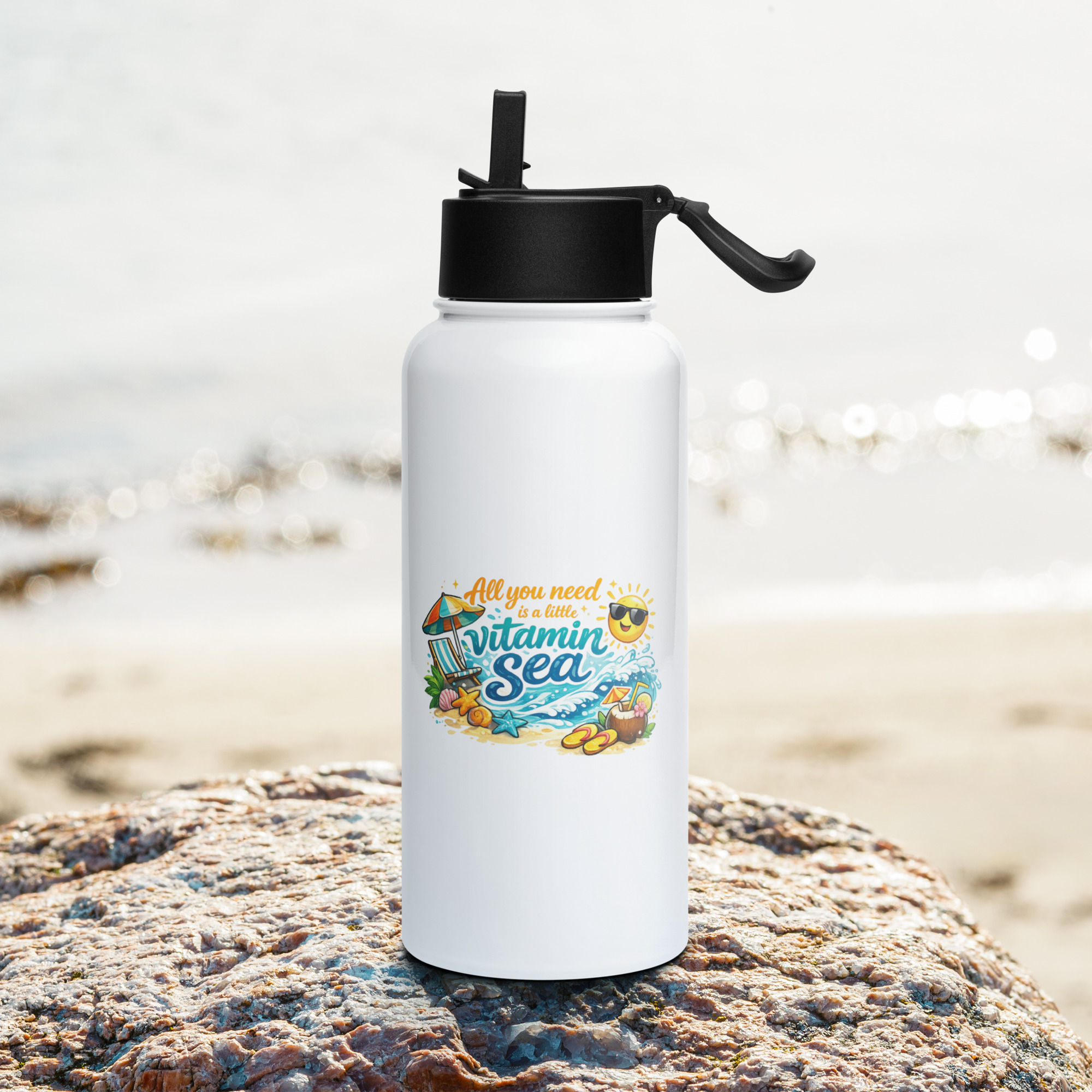 Stainless steel bottle with straw lid: all you need is a little vitamin sea