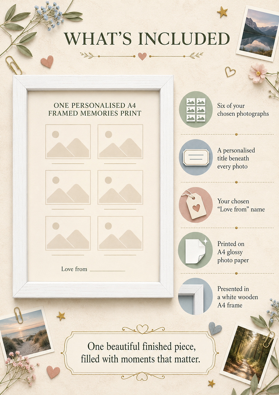 Thumbnail: Personalised Mother’s Day Gift, 6 Photo A4 Framed Print for Mum, Keepsake