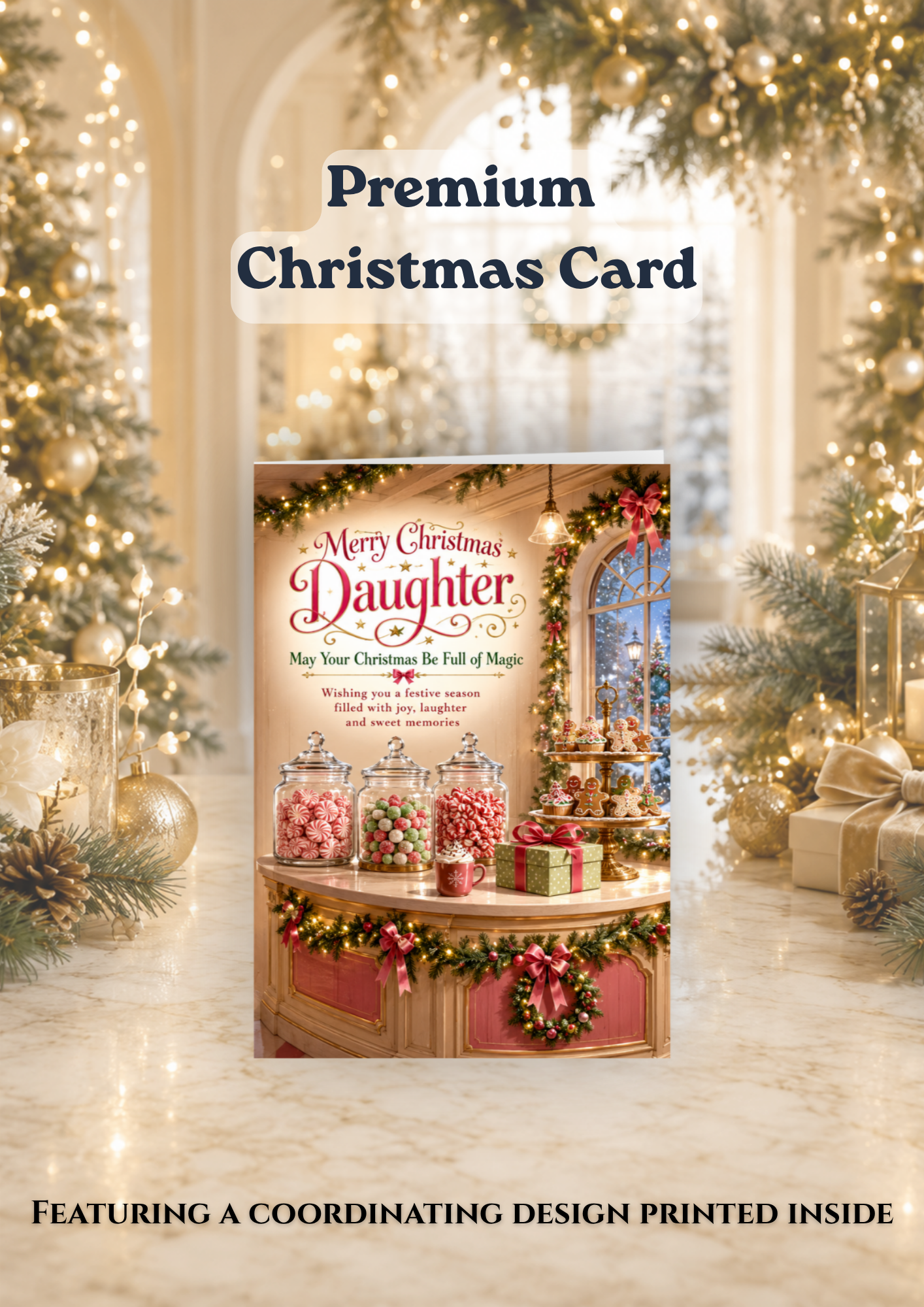Christmas Card For Daughter | Sweet Shop Christmas Greeting Card | With Envelope
