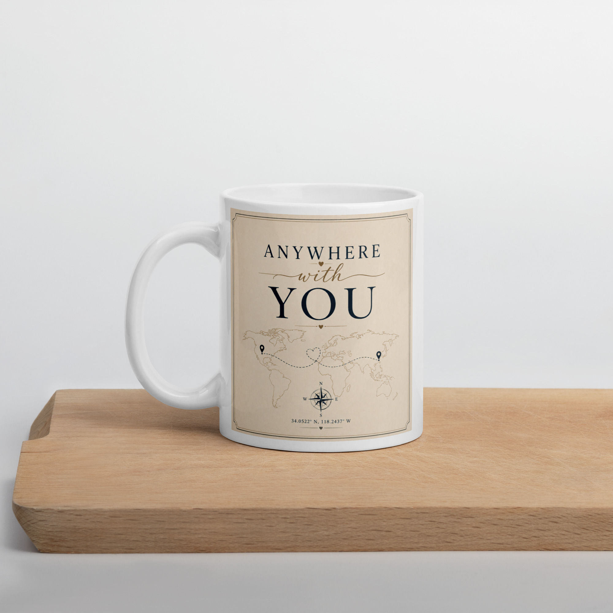 White glossy mug: Anywhere with you